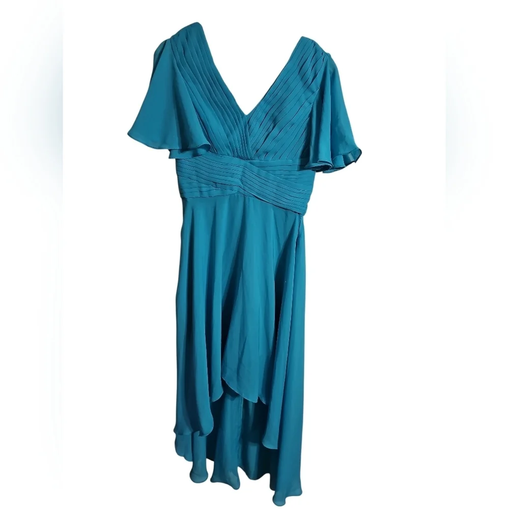 Lavétir Women XS S Formal Dress Blue Pleated High Low Statement Rare Investment - Picture 2 of 8